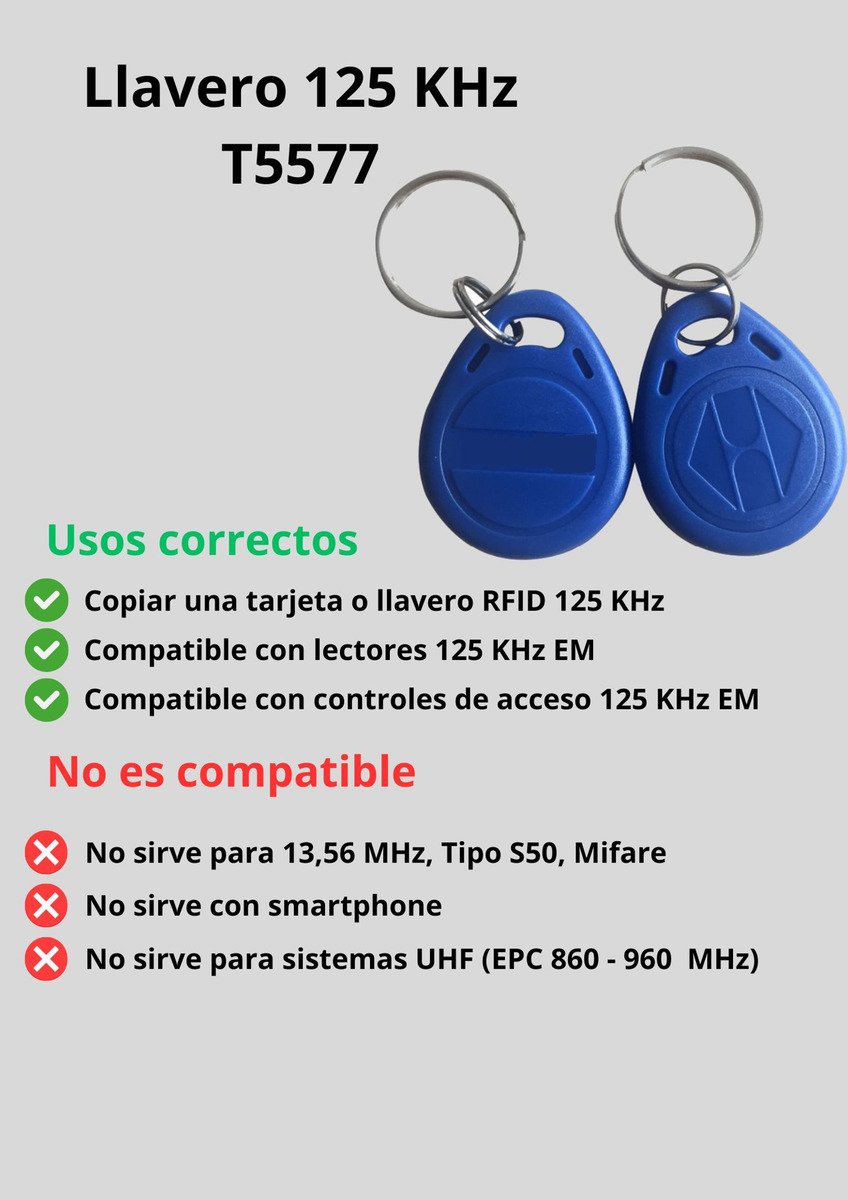 10 LLaveros 125 Khz Regrabables T5577