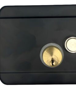 Cerradura chapa electrica negra puerta con boton de salida