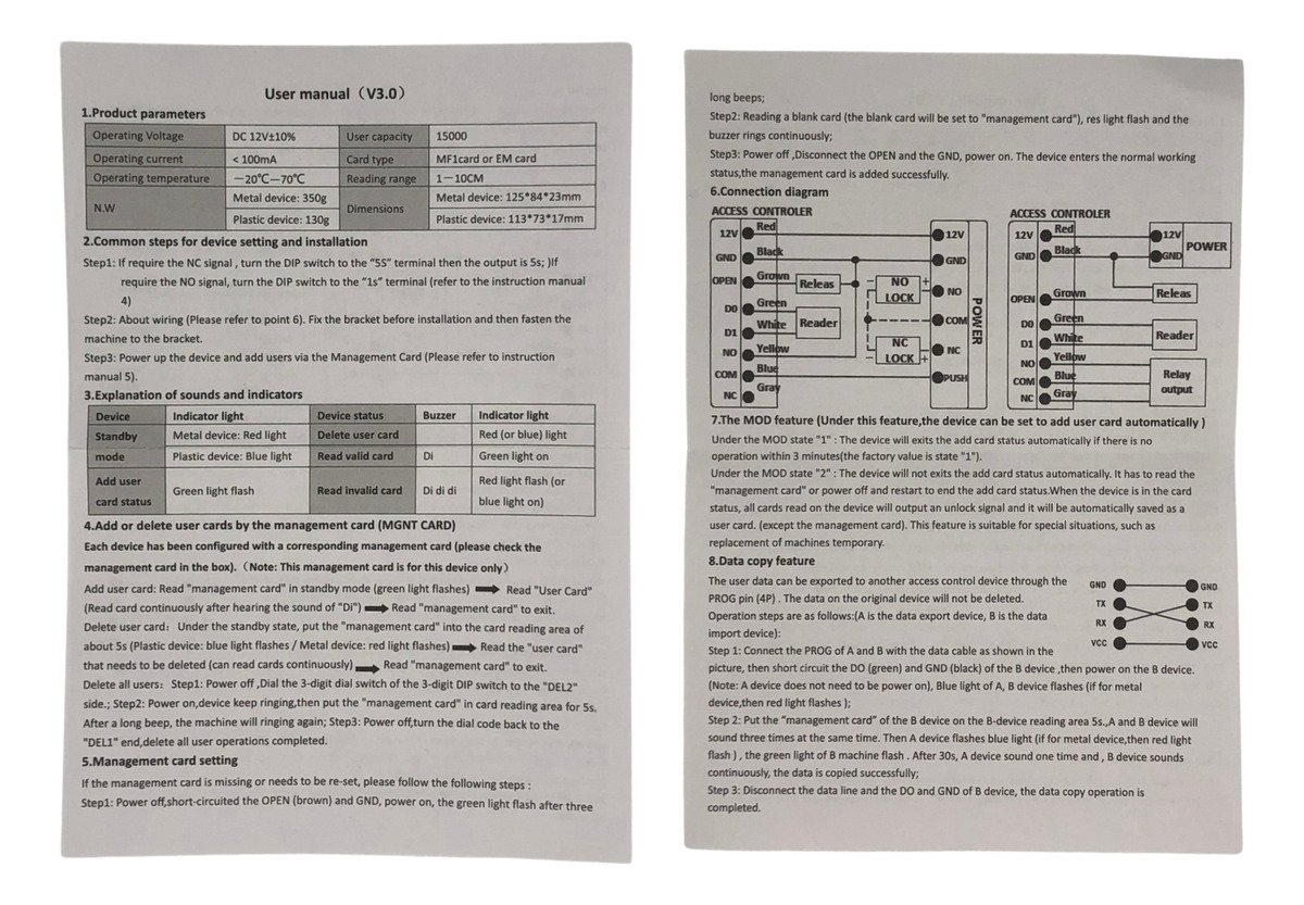 Control acceso RFID 125 KHZ metal 4000 user 140mm /528 - Imagen 3