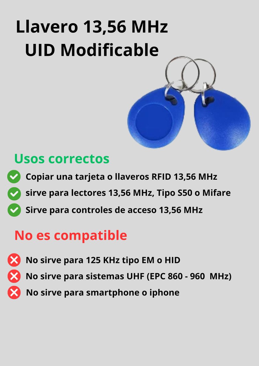 30 llaveros 13.56MHZ UID Modificable Regrabable - Imagen 2