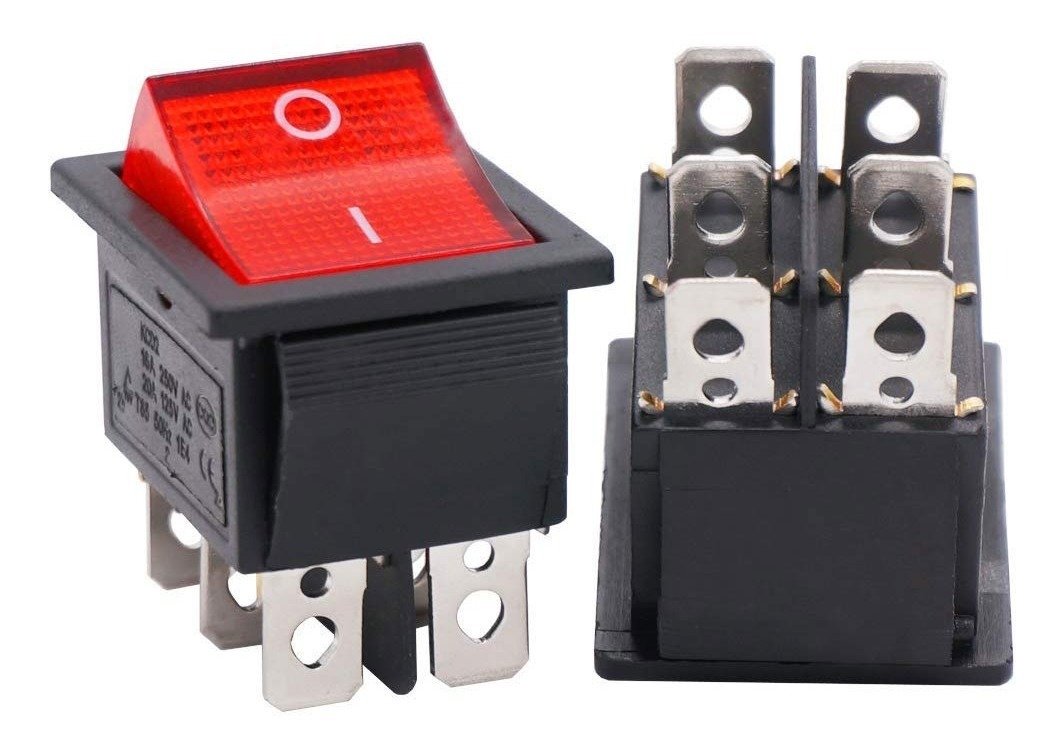 3 X Interruptor Rocker Rojo 31mm X 25mm 6pin 16a 250v 2 Posi