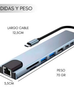 Alternative view of Hub Adaptador Usb Tipo C 8 En 1 Para Mac Macbook Windows