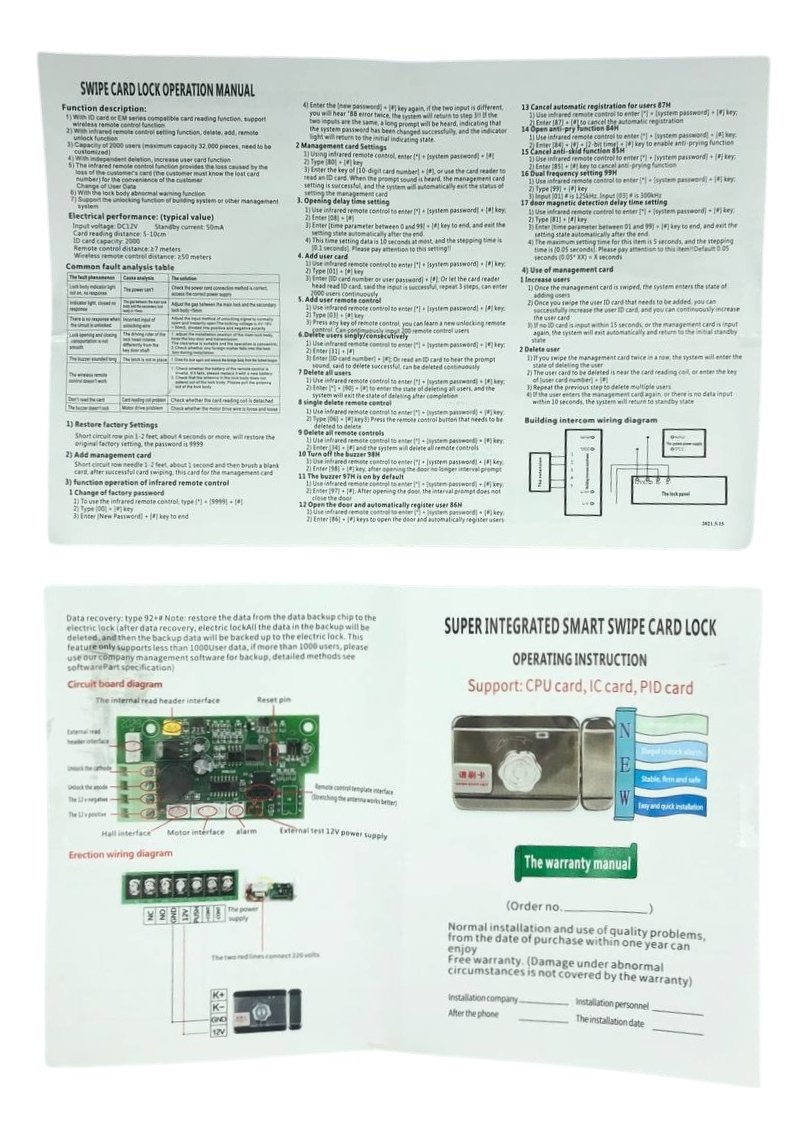 Kit Cerradura Chapa Eléctrica Puerta Rfid 125 Khz + Sticke - Imagen 6