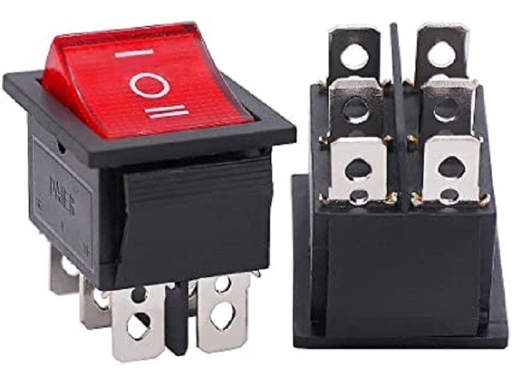 5 X Interruptor Rocker Rojo 31mm X 25mm 6pin 3 posiciones