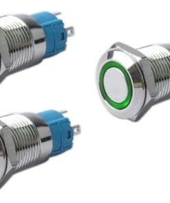 Pack X 3 Pulsador Metálico 5 Pin 3a 250v 16mm Led Verde 12v