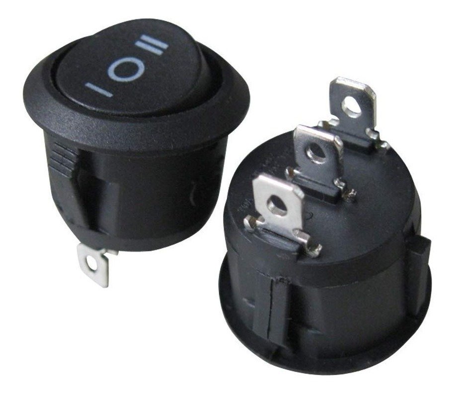Pack 3 X Interruptor Negro 23mm De Diametro 3pin 3 Posi.