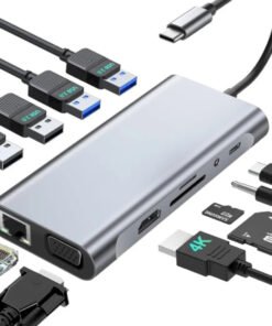 Hub Usb C 11 En 1 Con HDTV 4k Usb 3.0 100 Wpd, Vga, Mac, Win