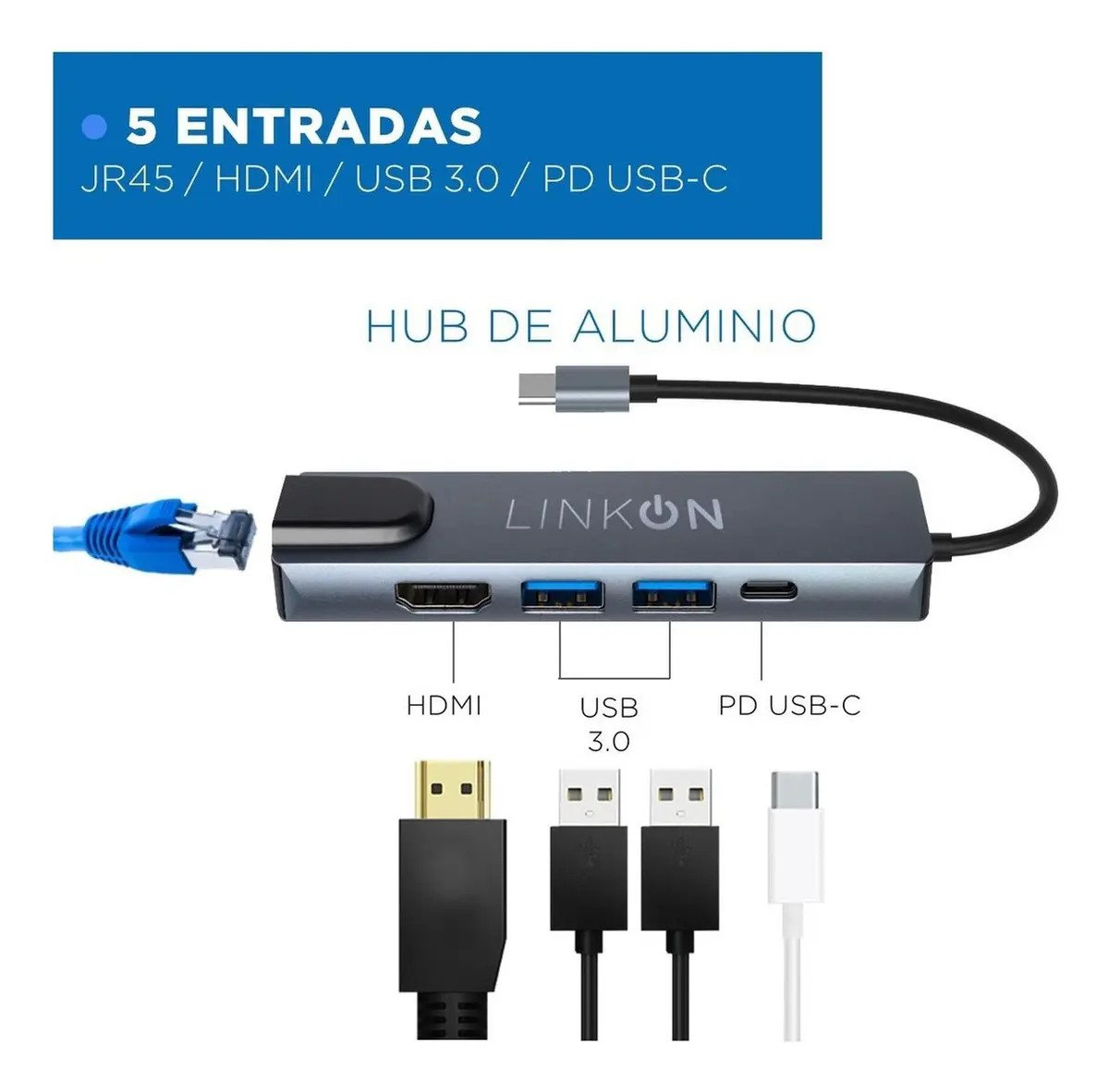 Hub Adaptador Usb Tipo C 5 En 1 Rj45 Para Mac /706 - Imagen 2