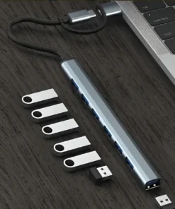 Alternative view of Hub Adaptador Usb   3.0 5gbps 7 Puertos  2 En 1 Tipo C  Led