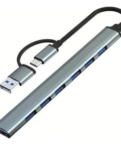 Hub Adaptador Usb   3.0 5gbps 7 Puertos  2 En 1 Tipo C  Led