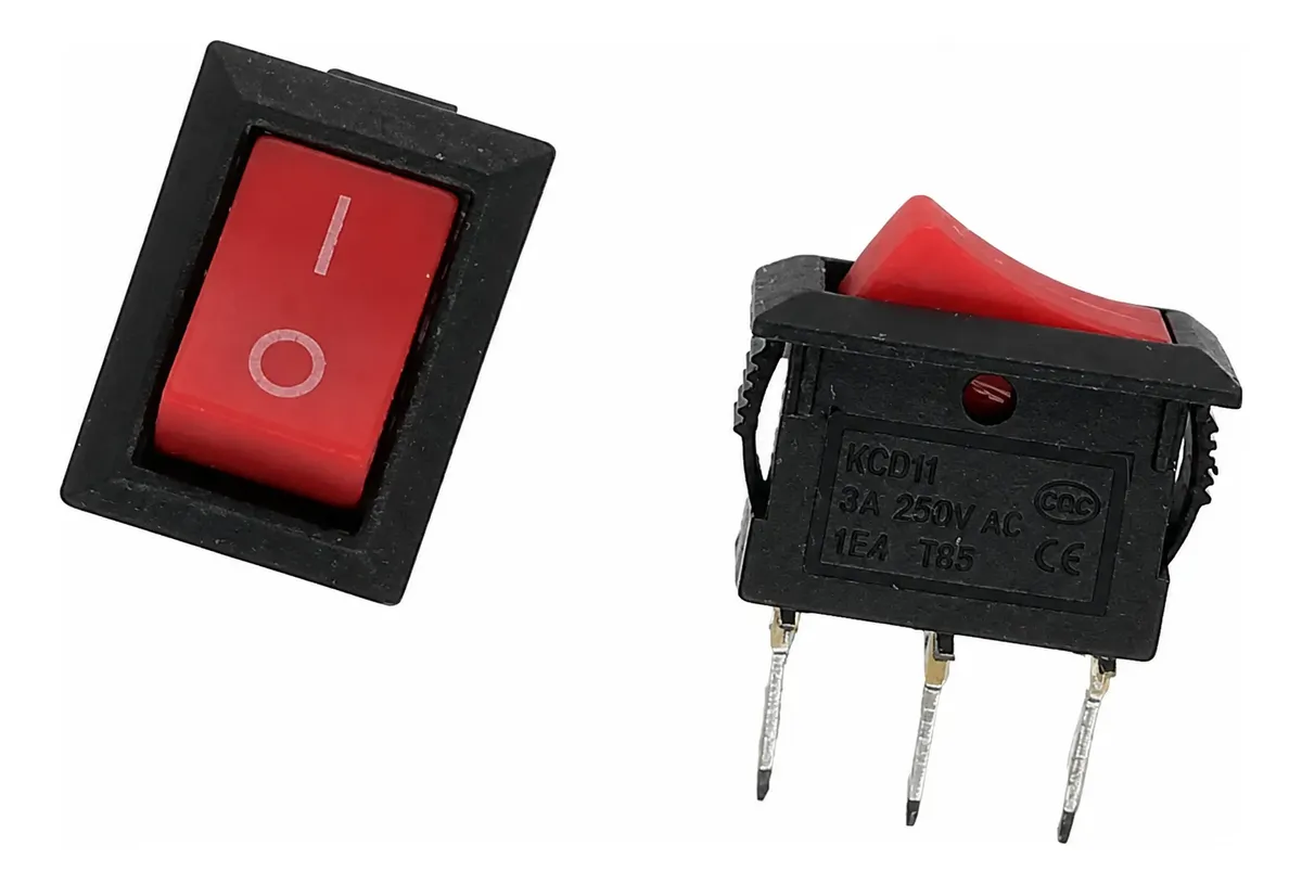3 X Interruptor Rocker Rojo 10mm X 15mm 3pin 2 Posiciones