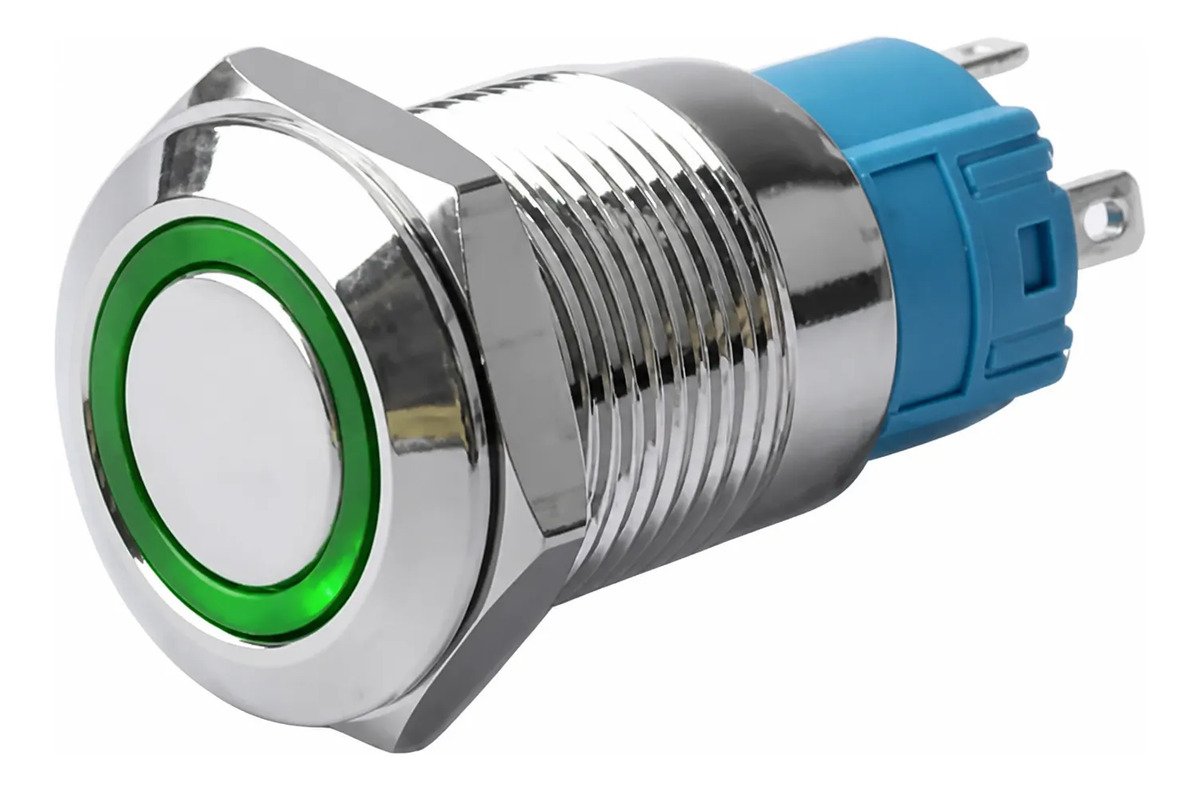 Interruptor Metálico 5 Pin 3a 250v 16mm Led Verde 12v